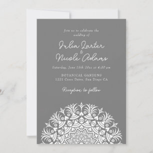 Invitation Gris fumé argenté poussiéreux Mariage abstrait Man