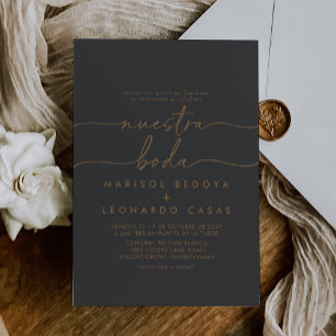 Invitation Gris Gold Classic Nuestra Boda Mariage