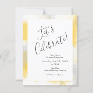 Invitation Gris Jaune et Blanc Abstrait Brosses