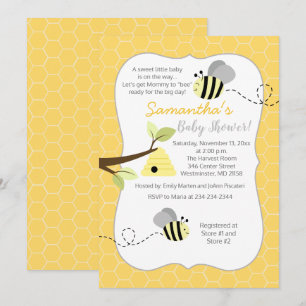 Invitation gris jaune genre neutre Bumble Bee