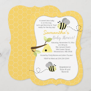 Invitation gris jaune neutre Bumble Bee