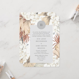 Invitation Gris Pampas Grass Grass Wreath Bordure Ultime