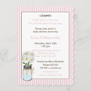 Invitation Gris roses avec fleurs dans le Baby shower Mason J