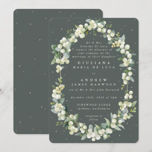 Invitation Gris vert Formel Snowberry+Eucalyptus Mariage