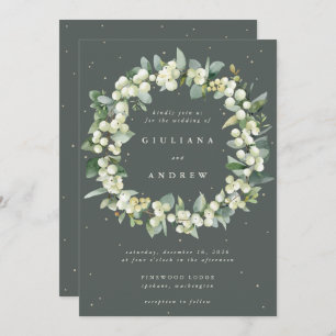 Invitation Gris vert Snowberry+Eucalyptus Mariage de couronne