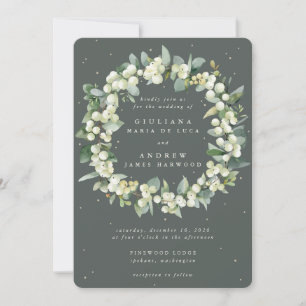 Invitation Gris vert Snowberry+Eucalyptus Mariage de couronne