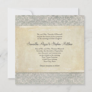 Invitation Gris Vintage français Régence Dentelle Mariages