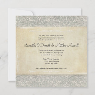 Invitation Gris Vintage français Régence Dentelle Mariages