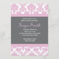 Invitation grise et rose de damassé