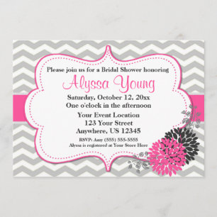 Invitation grise rose de Chevron