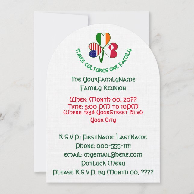 Invitation Groenland Réunion de famille Shamrock irlandaise a (Devant)