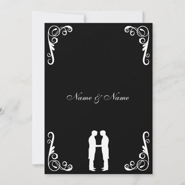 Invitation Groom and Groom Gay Wedding Invitation-Noir et bla (Devant)