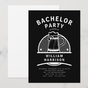 Invitation Groom Bachelor Party Black and White Brasserie Tou