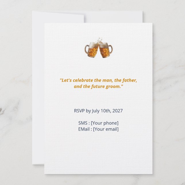 Invitation Groom Shower - Thème Bière Artisanale (Dos)