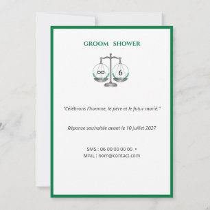 Invitation Groom Shower - Vert Émeraude et Gris Anthracite