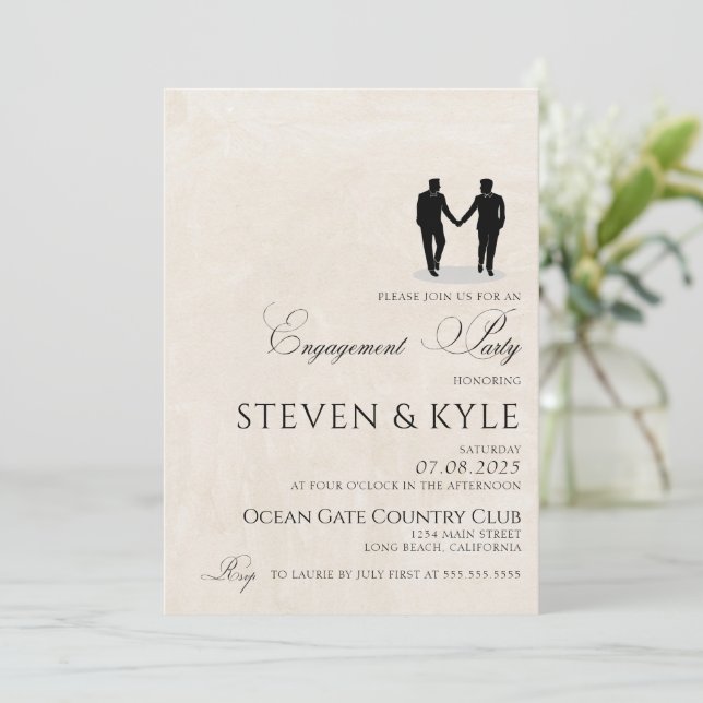 Invitation Grooms Bonne Partie d'Engagement (Debout devant)