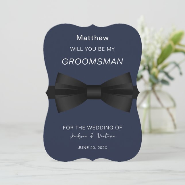 Invitation Groomsman Bowtie élégant (Debout devant)