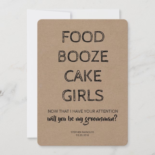 Invitation GROOMSMAN moderne / BEST MAN Drôle Proposition (Devant)