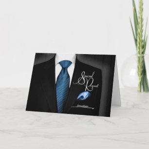 Invitation Groomsmen Request Tuxedo avec Cravate bleue