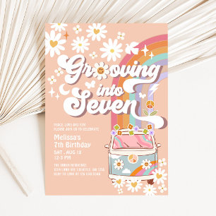 Invitation Grooto into SEVEN Daisy Rainbow 7e anniversaire