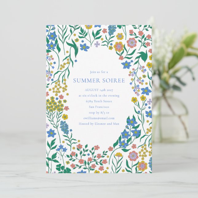 Invitation Groovy Boho Wildflower Caprice Soirée d'Été (Debout devant)