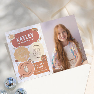 Invitation Groovy Daisy Boho Faisons la Fête Photo Fille Anni