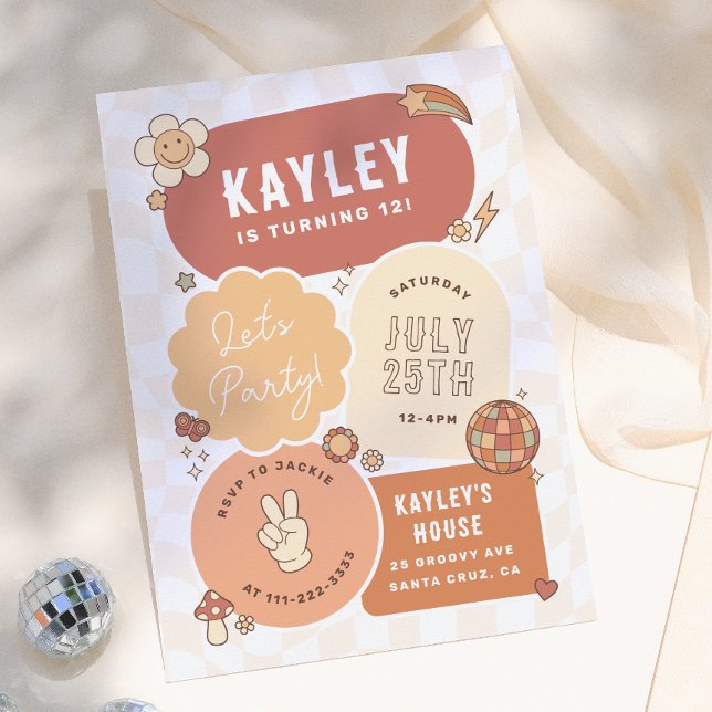Invitation Groovy Daisy Boho Rétro Fête Anniversaire Fille (Créateur téléchargé)