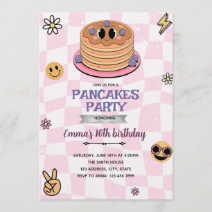 Invitation groovy de fête de pancakes