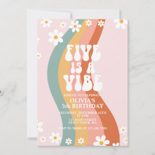 Invitation Groovy Five est une ambiance daisy rainbow pour un