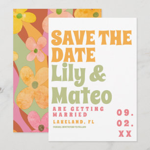 Invitation Groovy Floral Années 80 Rétro Vintage Enregistrer 