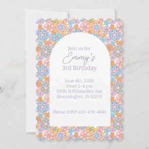 Invitation Groovy Flower Power Rétro