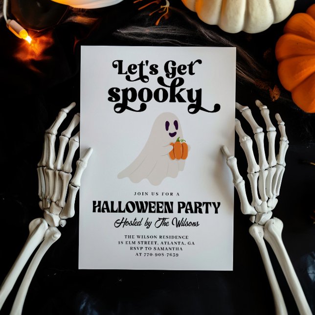 Invitation Groovy Ghost Faisons-nous une Halloween effrayante (Créateur téléchargé)