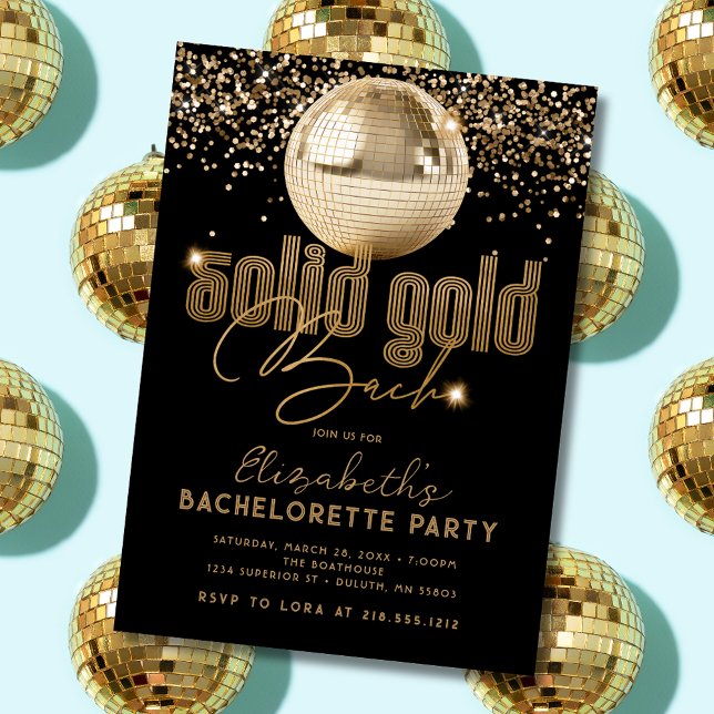Invitation Groovy Gold Disco Solid Gold Enterrement de Vie de (Créateur téléchargé)