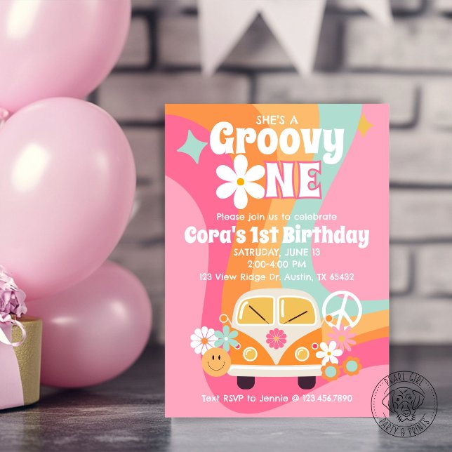 Invitation Groovy One 1er Anniversaire (Créateur téléchargé)