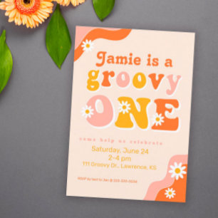 Invitation Groovy One Retro First Birthday Invite