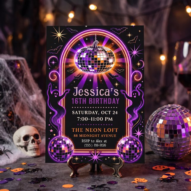 Invitation Groovy Purple Disco Ghost pour un Sweet (Créateur téléchargé)