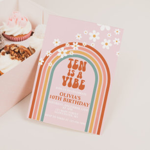 Invitation Groovy Ten est une ambiance daisy rainbow 10ème an