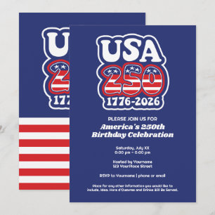 Invitation Groovy USA 250 - Fête des 250 ans de l'Amérique