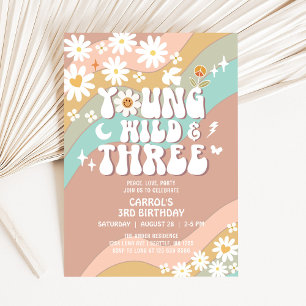 Invitation Groovy Young Wild et Trois 3e Anniversaire