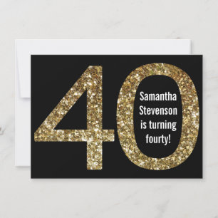 Invitation Gros 4-0 Anniversaire Parties scintillant d'or - L
