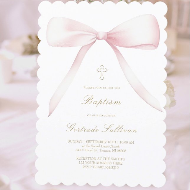 Invitation gros arc rose | Baptême (Créateur téléchargé)