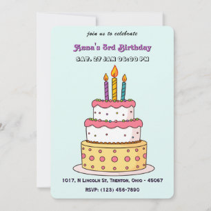 Invitation Gros gâteau d'anniversaire avec bougies