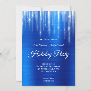 Invitation Gros glaçons scintillants bleu royal papier d'alum