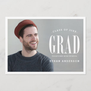 Invitation Gros gras   Blancs Photo Graduation Party