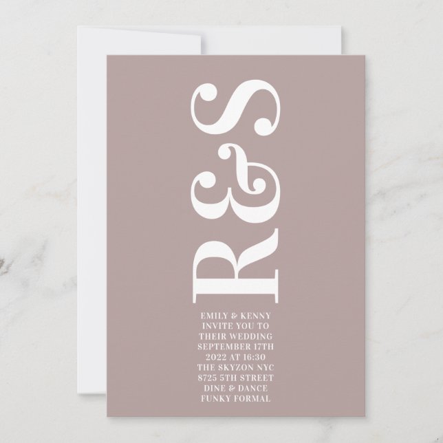 Invitation Gros Monogramme Moderne Gras Mariage (Devant)