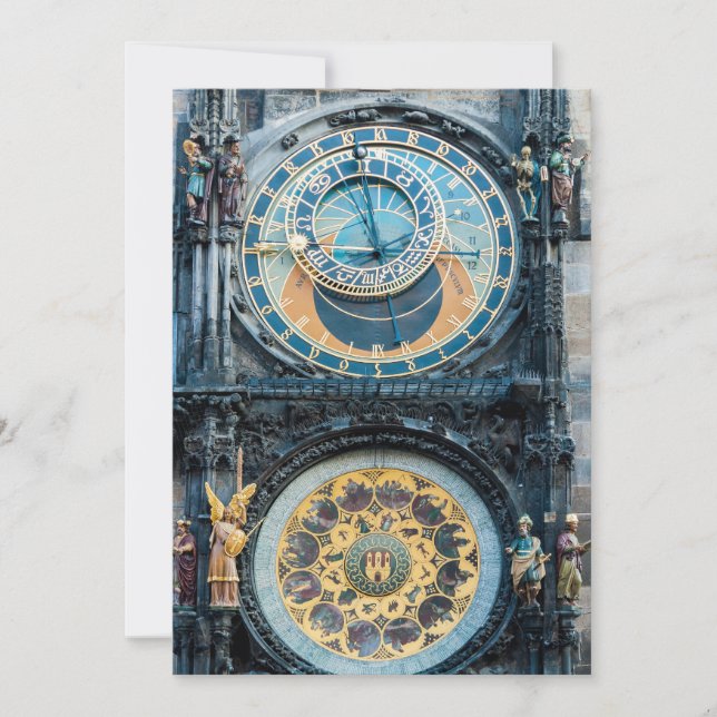 Invitation Gros plan sur l'horloge astronomique de Prague (Devant)