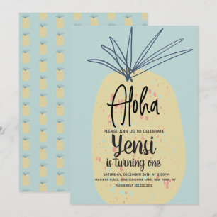 Invitation Grosse ananas Art Anniversaire Tropical Summer Alo