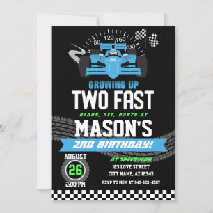 Invitation Grosse deux Fast Blue Race voiture 2e anniversaire