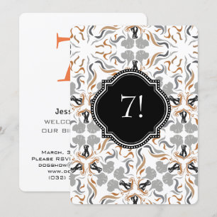 Invitation Grosse fête de chien noir doré