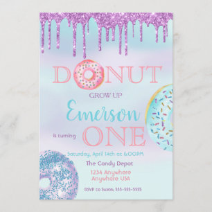 Invitation Grosse, grand. Fête d'anniversaire de Donut